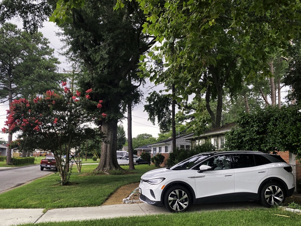 VW ID.4 SUV parked in a suburban driveway